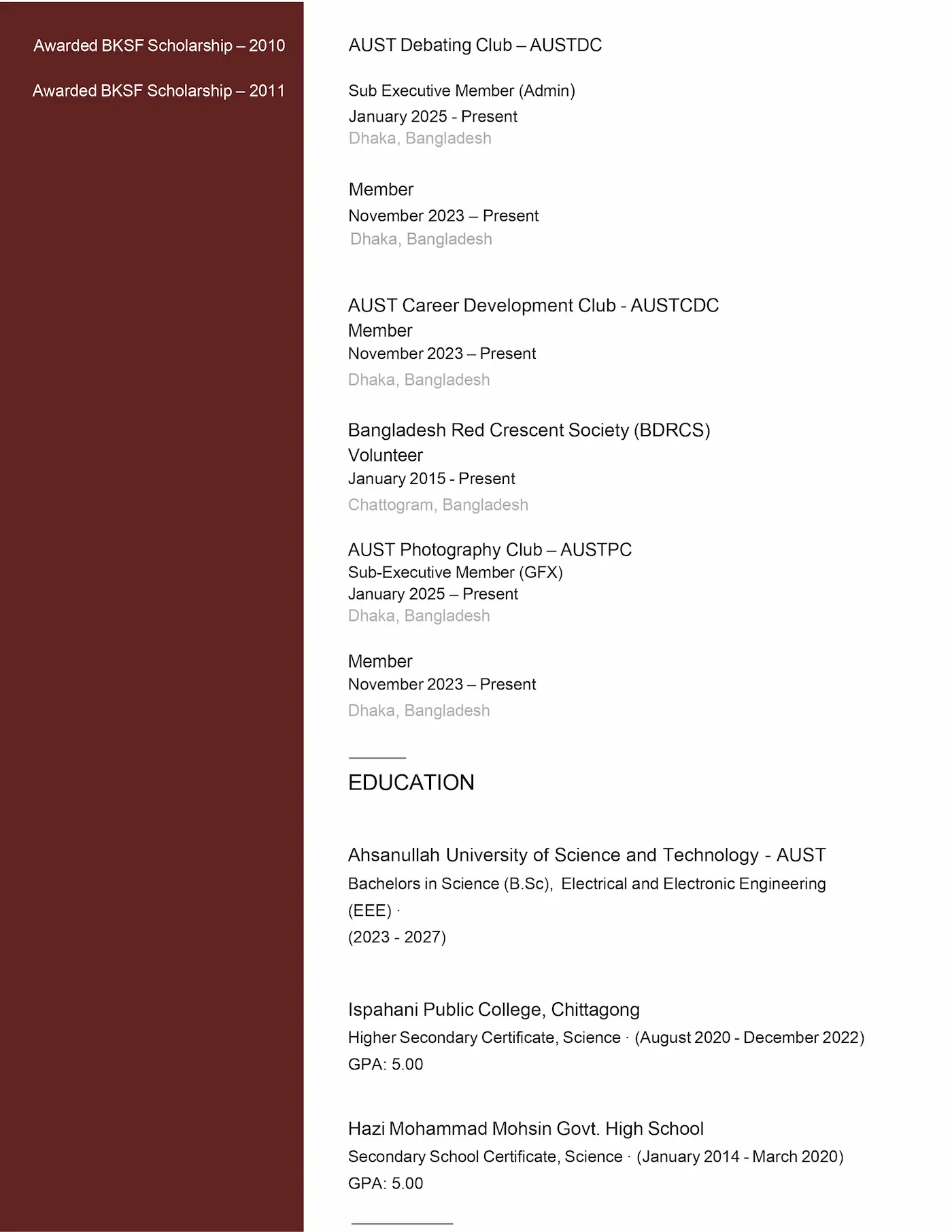 Resume Page 2