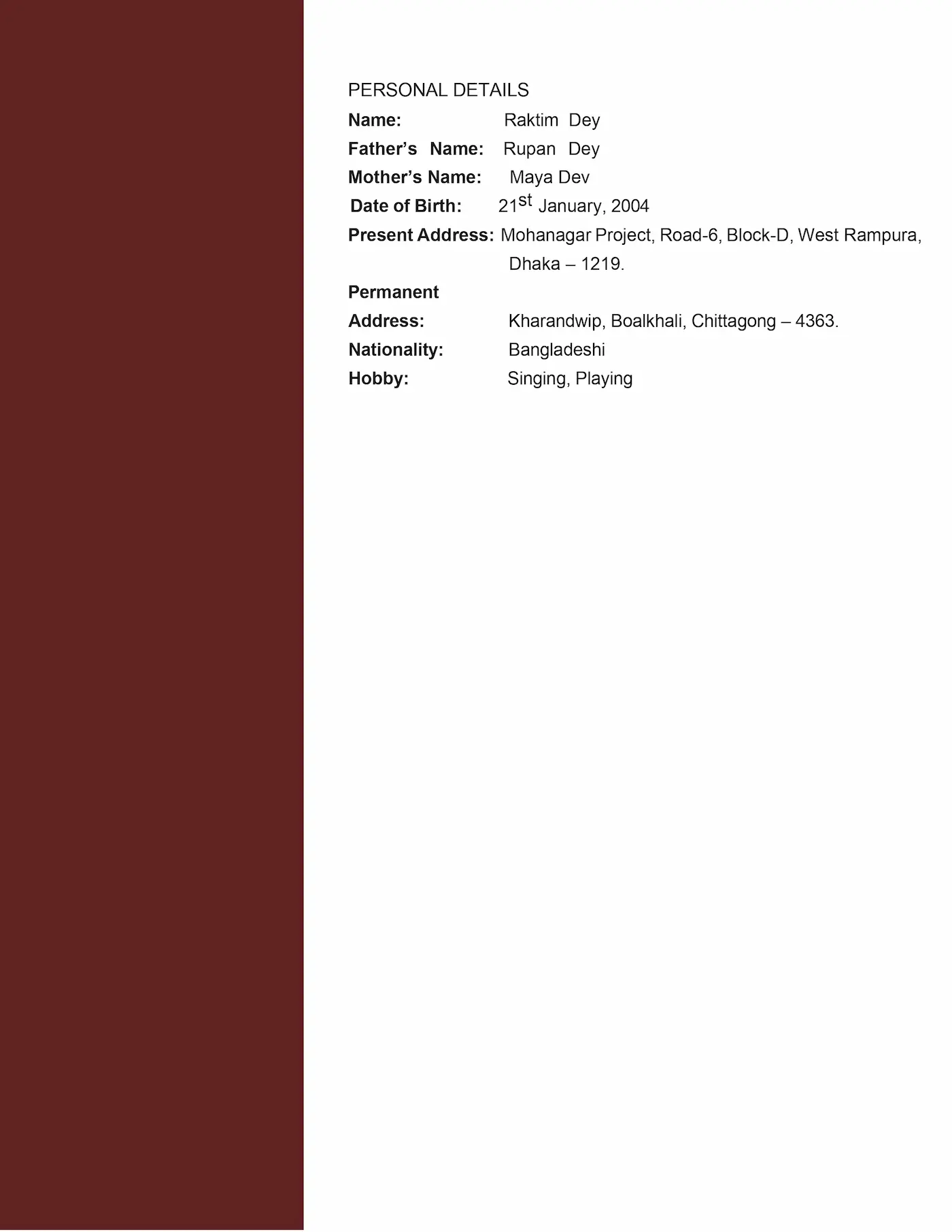 Resume Page 2